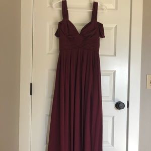 Lulu’s Burgundy Off the Shoulder Gown
